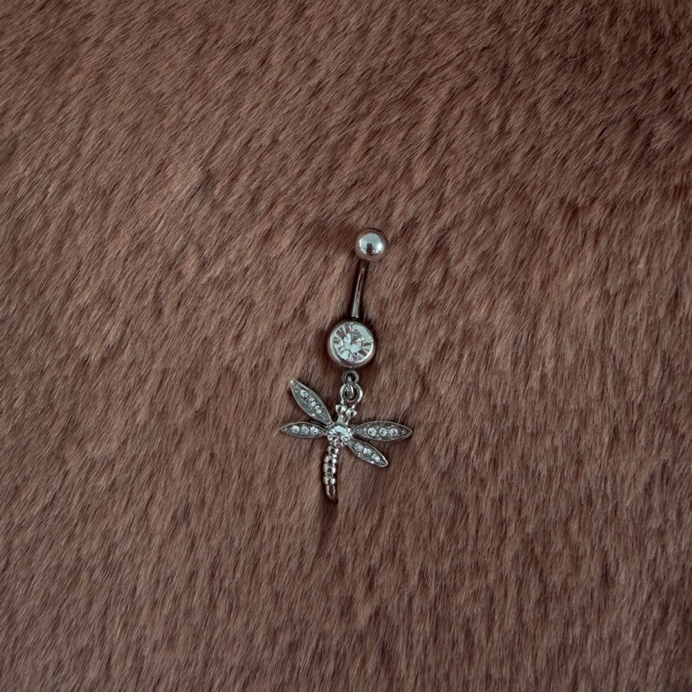 🩶silver dragonfly belly ring🩶